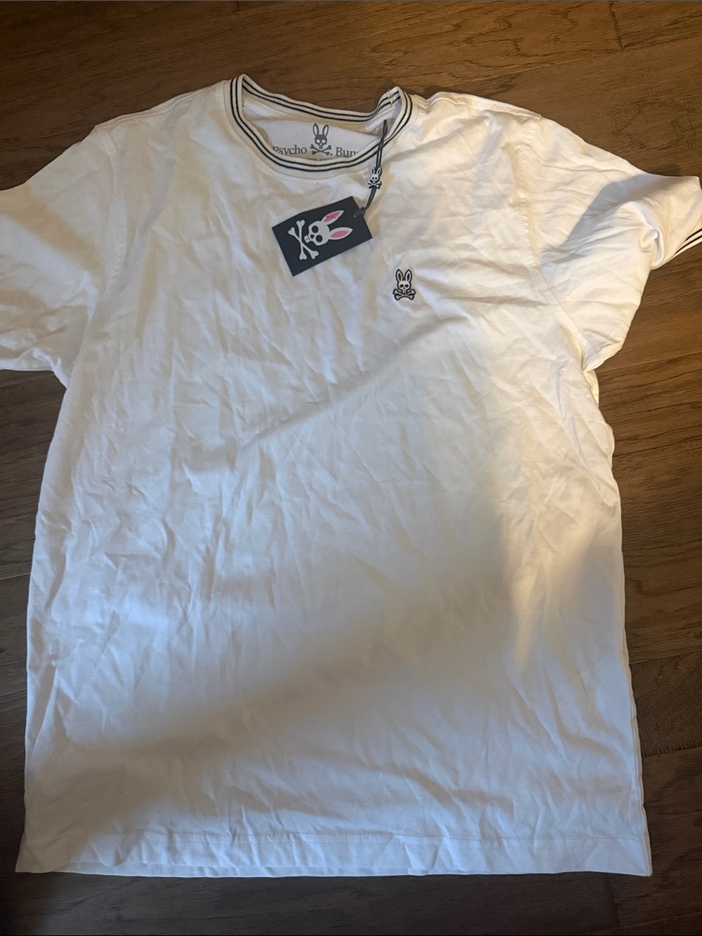 Psycho Bunny White Short-Sleeve Crewneck Tee with Embroidered Logo